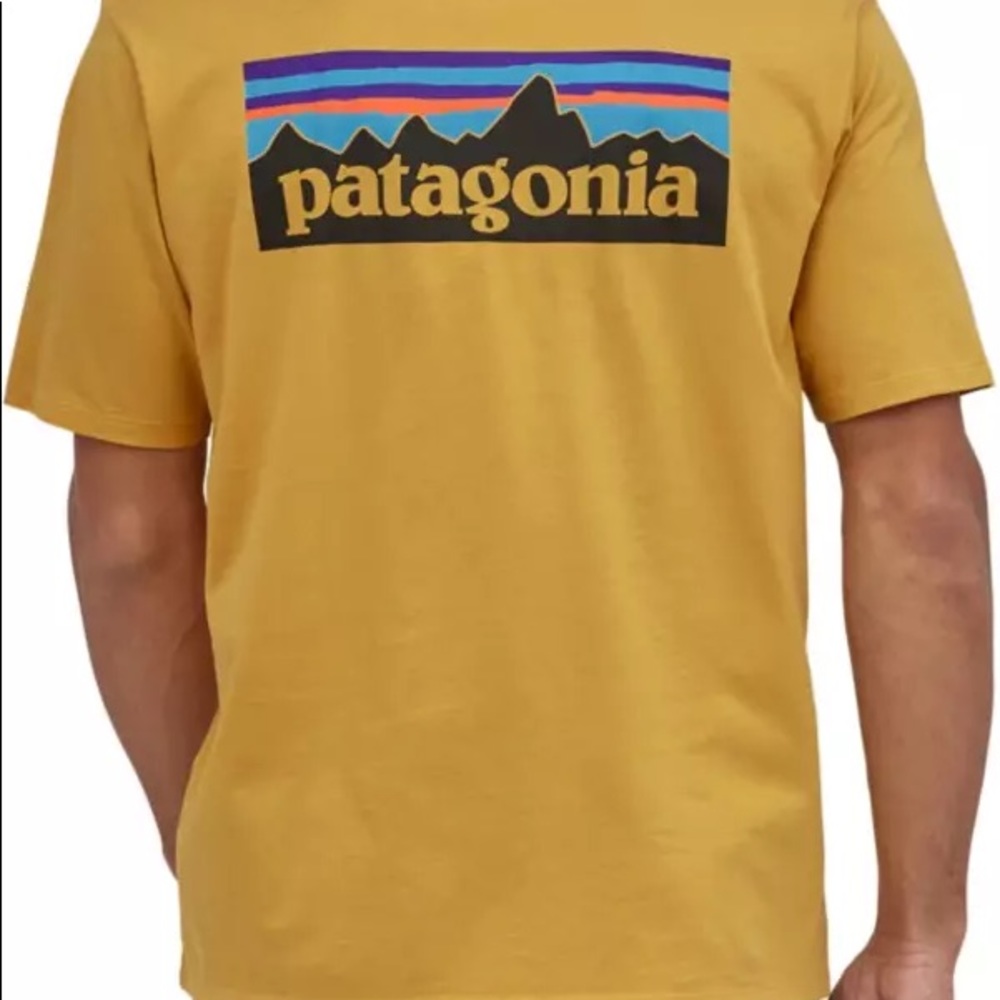 Patagonia P6 shirt in Mountain Yellow.